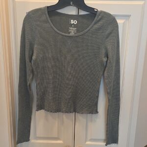 SO Hunter Green Ribbed Long Sleeve Crop Top